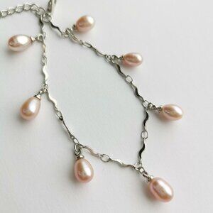 Blush pink  freshwater pearl droplet bracelet 🆕